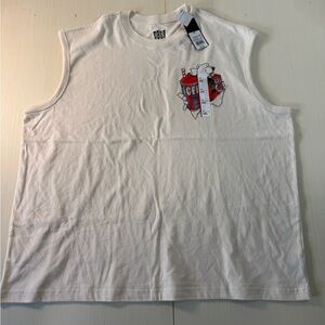 Ice White Tee with Red and Blue Drink Graphic